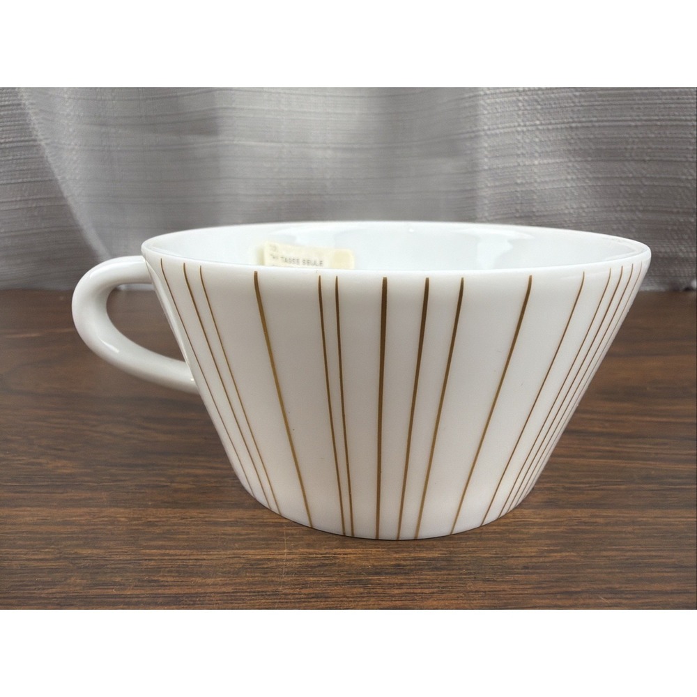 bernardaud limoges porcelain Sol Tea Cup White With Gold Stripes Never Used